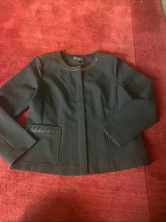 St. John Jackets & Blazers - St. John Tailored Black Collarless Embellished Jacket